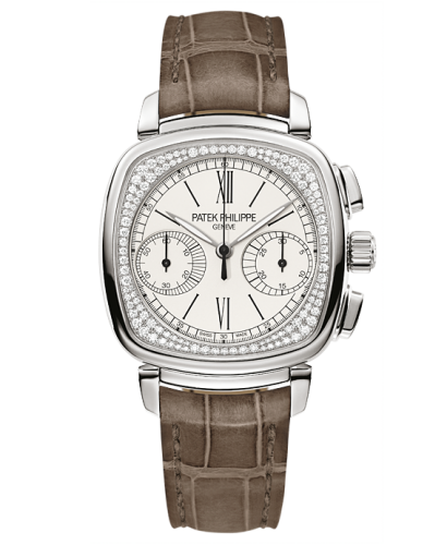 AAA Replica Patek Philippe Chronograph White Gold Silver Watch 7071G-001